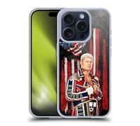 Head Case Designs Officially Licensed WWE American Nightmare Flag Cody Rhodes Gel Case [Military Grade Protection] Compatible With Apple iPhone 15 Pro