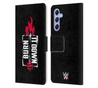 Head Case Designs Officially Licensed WWE Burn It Down Seth Rollins Leather Wallet Case Compatible With Samsung Galaxy A34 5G