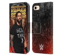 Head Case Designs Officially Licensed WWE Grunge Roman Reigns Leather Wallet Case Compatible With Apple iPhone 7/8 / SE 2020 & 2022