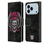 Head Case Designs Officially Licensed WWE Hitman Skull Bret Hart Leather Wallet Case Compatible With Apple iPhone 17 Pro