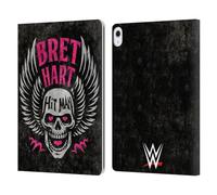 Head Case Designs Officially Licensed WWE Hitman Skull Bret Hart Leather Wallet Case Compatible With Apple iPad Air 13 2024/2025