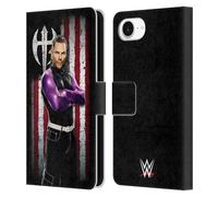 Head Case Designs Officially Licensed WWE Jeff Hardy American Flag Superstars Leather Wallet Case Compatible With Apple iPhone 16e