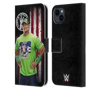 Head Case Designs Officially Licensed WWE John Cena American Flag Superstars Leather Wallet Case Compatible With Apple iPhone 15 Plus