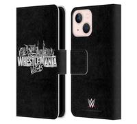 Head Case Designs Officially Licensed WWE Key Art Logo Wrestlemania 42 Leather Wallet Case Compatible With Apple iPhone 13 Mini