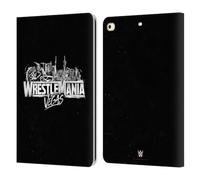 Head Case Designs Officially Licensed WWE Key Art Logo Wrestlemania 42 Leather Wallet Case Compatible With Apple iPad 9.7 2017 / iPad 9.7 2018