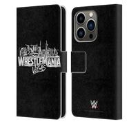 Head Case Designs Officially Licensed WWE Key Art Logo Wrestlemania 42 Leather Wallet Case Compatible With Apple iPhone 14 Pro