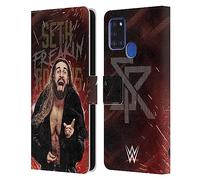 Head Case Designs Officially Licensed WWE LED Seth Rollins Leather Wallet Case Compatible With Samsung Galaxy A21s (2020)