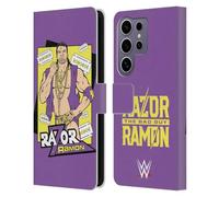 Head Case Designs Officially Licensed WWE Legends Illustrated Razor Ramon Leather Wallet Case Compatible with Samsung Galaxy S25 Ultra