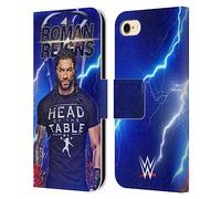 Head Case Designs Officially Licensed WWE Lightning Roman Reigns Leather Wallet Case Compatible With Apple iPhone 7/8 / SE 2020 & 2022