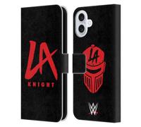Head Case Designs Officially Licensed WWE Logo LA Knight Leather Wallet Case Compatible With Apple iPhone 16 Plus