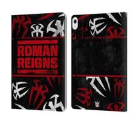 Head Case Designs Officially Licensed WWE Logo Pattern Roman Reigns Leather Wallet Case Compatible With Apple iPad Air 13 2024/2025