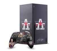 Head Case Designs Officially Licensed WWE Logotype Kurt Angle Game Console Wrap and Game Controller Skin Bundle Compatible With Xbox Series X