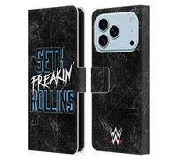 Head Case Designs Officially Licensed WWE Logotype Seth Rollins Leather Wallet Case Compatible With Apple iPhone 17 Pro
