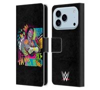 Head Case Designs Officially Licensed WWE Neon Art Bret Hart Leather Wallet Case Compatible With Apple iPhone 17 Pro