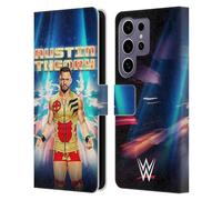 Head Case Designs Officially Licensed WWE Portrait Austin Theory Leather Wallet Case Compatible with Samsung Galaxy S25 Ultra