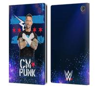 Head Case Designs Officially Licensed WWE Portrait CM Punk Leather Wallet Case Compatible With Amazon Fire Max 11 2023