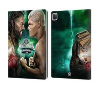 Head Case Designs Officially Licensed WWE Roman Vs Cody Wrestlemania 40 Leather Wallet Case Compatible With Apple iPad Pro 12.9 2020/2021/2022