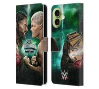Head Case Designs Officially Licensed WWE Roman Vs Cody Wrestlemania 40 Leather Wallet Case Compatible With Apple iPhone 17