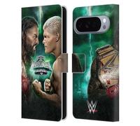 Head Case Designs Officially Licensed WWE Roman Vs Cody Wrestlemania 40 Leather Wallet Case Compatible With Google Pixel 10 Pro XL