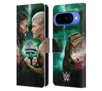 Head Case Designs Officially Licensed WWE Roman Vs Cody Wrestlemania 40 Leather Wallet Case Compatible With Google Pixel 10