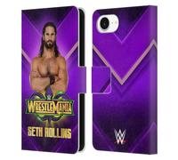Head Case Designs Officially Licensed WWE Seth Rollins Wrestlemania 34 Superstars Leather Wallet Case Compatible With Apple iPhone 16e