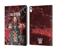 Head Case Designs Officially Licensed WWE Shattered Glass Aj Styles Leather Wallet Case Compatible With Apple iPad Air 13 2024/2025