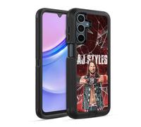 Head Case Designs Officially Licensed WWE Shattered Glass Aj Styles Ultra-Armoured Shockproof Case [Military Grade Protection] Compatible With Samsung Galaxy A15