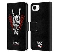 Head Case Designs Officially Licensed WWE Skull Edge Leather Wallet Case Compatible With Apple iPhone 16e