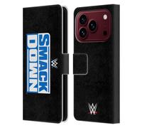 Head Case Designs Officially Licensed WWE Smack Down TV Program Logo Leather Wallet Case Compatible With Apple iPhone 18 Pro