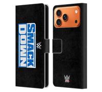 Head Case Designs Officially Licensed WWE Smack Down TV Program Logo Leather Wallet Case Compatible With Apple iPhone 17 Pro Max