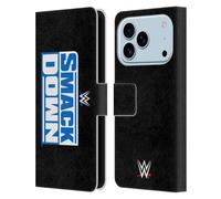 Head Case Designs Officially Licensed WWE Smack Down TV Program Logo Leather Wallet Case Compatible With Apple iPhone 17 Pro