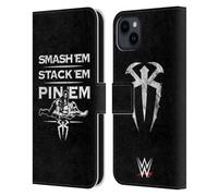 Head Case Designs Officially Licensed WWE Smash Em Stack Em Pin Em R. Reigns Graphics Leather Wallet Case Compatible With Apple iPhone 15 Plus