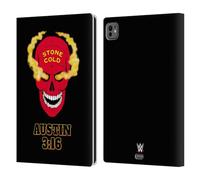 Head Case Designs Officially Licensed WWE Stone Cold Red Skull Superstars 5 Leather Wallet Case Compatible With Apple iPad Pro 11 M4/M5 2024/2025