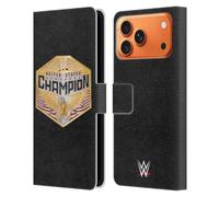 Head Case Designs Officially Licensed WWE United States Championship Title Belts Leather Wallet Case Compatible With Apple iPhone 17 Pro Max