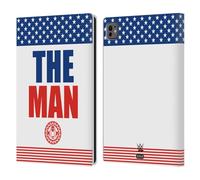 Head Case Designs Officially Licensed WWE US Flag Becky Lynch The Man Leather Wallet Case Compatible With Apple iPad Pro 11 M4/M5 2024/2025