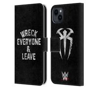 Head Case Designs Officially Licensed WWE Wreck Everyone & Leave R. Reigns Graphics Leather Wallet Case Compatible With Apple iPhone 15 Plus
