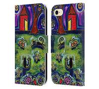 Head Case Designs Officially Licensed Wyanne Barnyard Kitties At Midnight Cat Leather Wallet Case Compatible With Apple iPhone 7/8 / SE 2020 & 2022