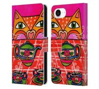 Head Case Designs Officially Licensed Wyanne Uninvited Guest For Tea Cat Leather Wallet Case Compatible With Apple iPhone 16e