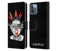 Head Case Designs Officially Licensed Yungblud Face Graphics Leather Wallet Case Compatible With Apple iPhone 12 / iPhone 12 Pro