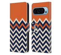 Head Case Designs Orange Colour Block Chevron Leather Wallet Case Compatible With Google Pixel 9 / Pixel 9 Pro