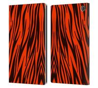 Head Case Designs Orange Tiger Mad Prints Leather Wallet Case Compatible With Amazon Fire Max 11 2023