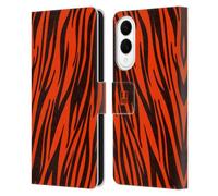 Head Case Designs Orange Tiger Mad Prints Leather Wallet Case Compatible With Samsung Galaxy S25 Edge