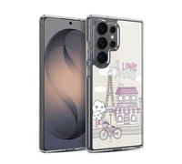 Head Case Designs Paris Bike Tour Doodle Cities Gel Case [Military Grade Protection] Compatible with Samsung Galaxy S26 Ultra and Compatible with MagSafe
