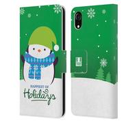 Head Case Designs Penguin Christmas Tidings Leather Wallet Case Compatible With Apple iPhone XR