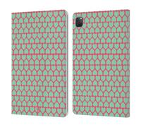 Head Case Designs Pink Bg Teal Heart Pattern Leather Wallet Case Compatible With Apple iPad Pro 11 2020/2021 / 2022