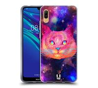 Head Case Designs Pink Galaxy Cats Soft Gel Case and Matching Wallpaper Compatible With Huawei Y6 Pro (2019)