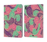 Head Case Designs Purple And Pink Vivid Swirls Leather Wallet Case Compatible With Apple iPad Pro 13 M4 2024