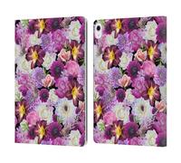 Head Case Designs Purple And White Assorted Flowers Leather Wallet Case Compatible With Apple iPad Air 13 2024/2025