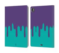 Head Case Designs Purple Aqua Colour Block Meltdown Leather Wallet Case Compatible With Apple iPad Pro 13 M4 2024