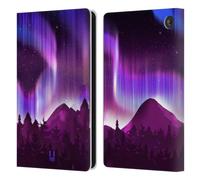 Head Case Designs Purple Pine Woods Northern Lights Leather Wallet Case Compatible With Amazon Fire 7 2022